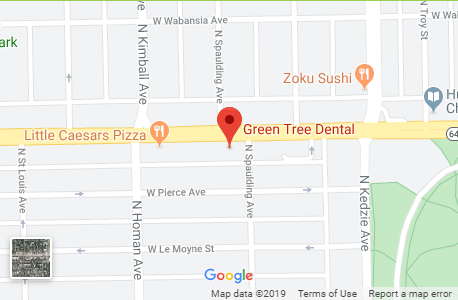 A map of the location of green tree dental.