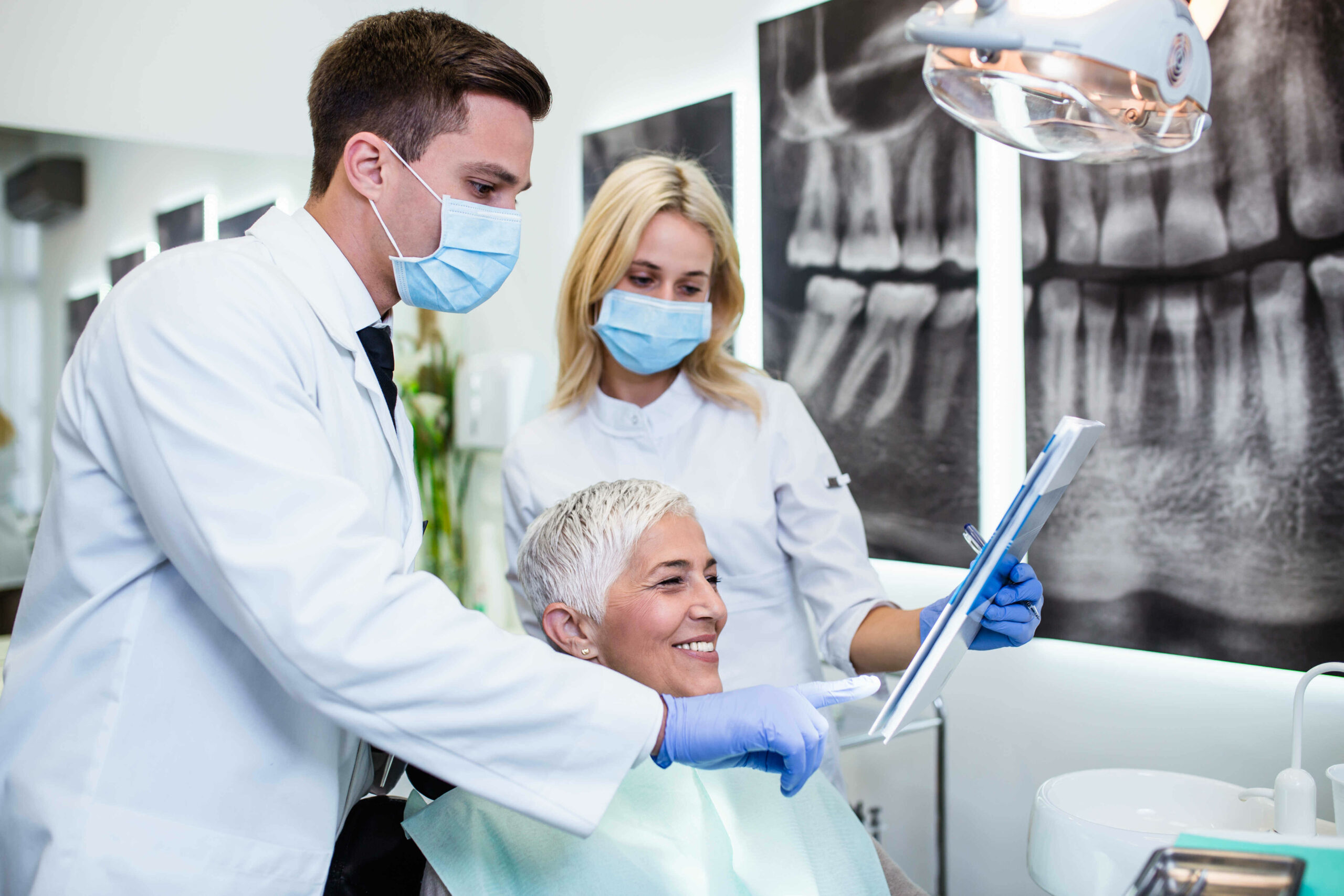 Dentist and patient in dental clinic in Chicago